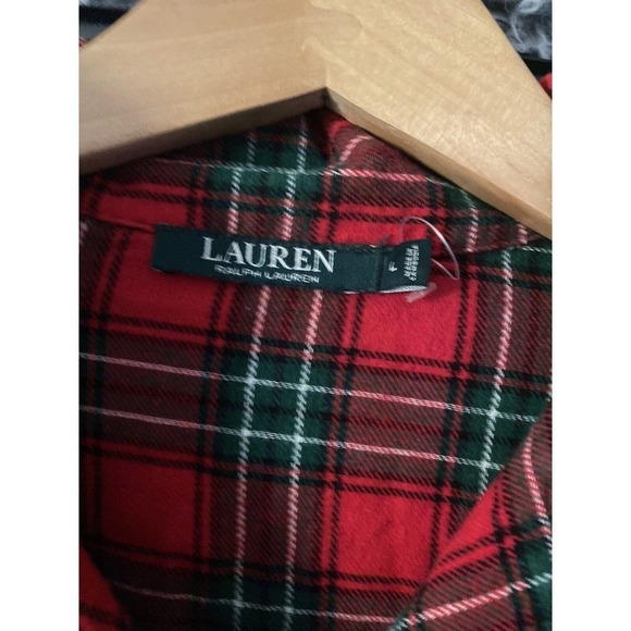 Lauren Ralph Lauren Red Plaid Flannel 2-Piece Pajama Set Sleepwear - Picture 4 of 13